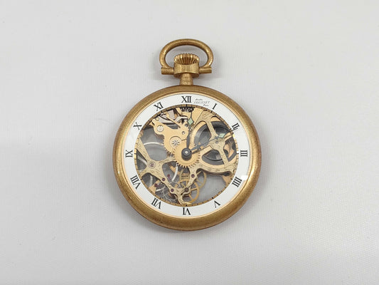 Guzet Hand-Wound Skeleton Dial Pocket Watch