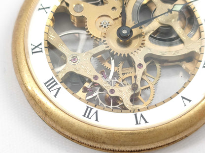 Guzet Hand-Wound Skeleton Dial Pocket Watch
