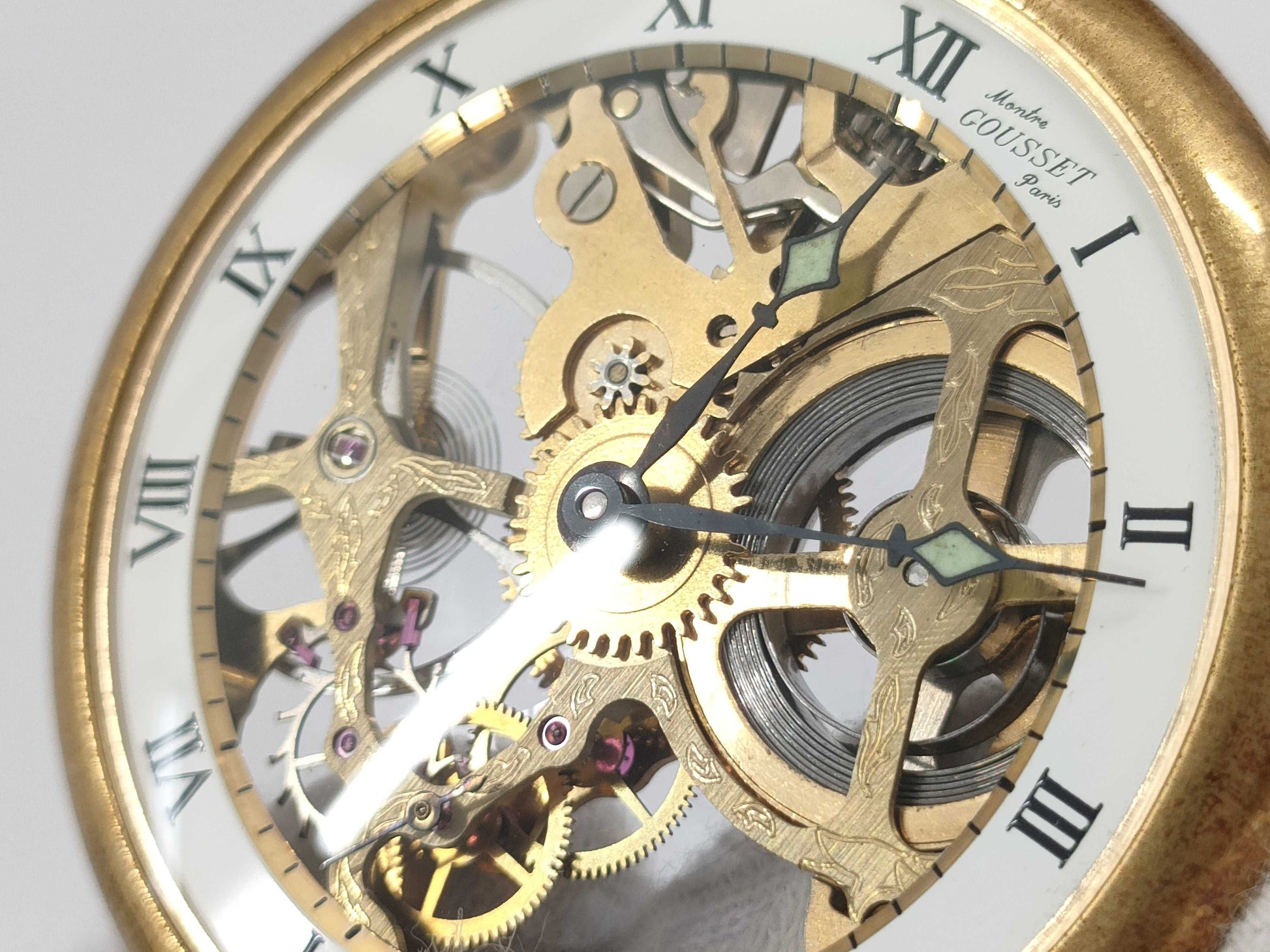 Guzet Hand-Wound Skeleton Dial Pocket Watch