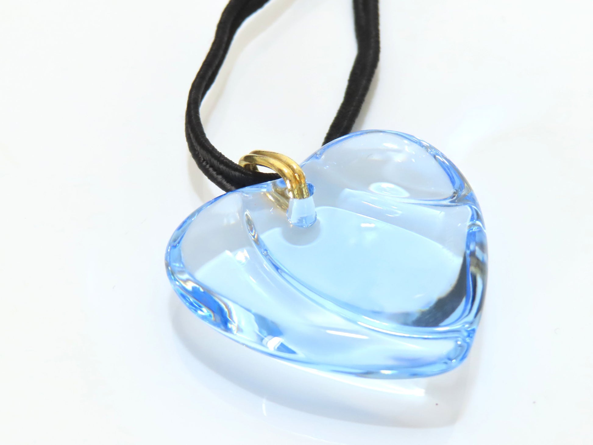 Baccarat Crystal Necklace with Cord and GP, Blue and Black