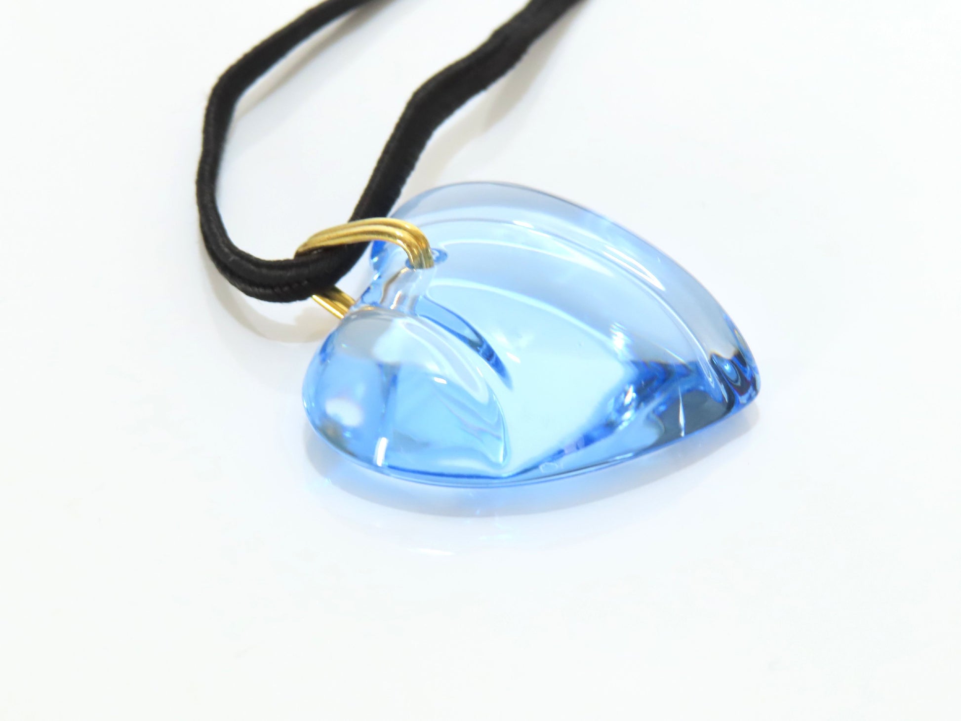 Baccarat Crystal Necklace with Cord and GP, Blue and Black