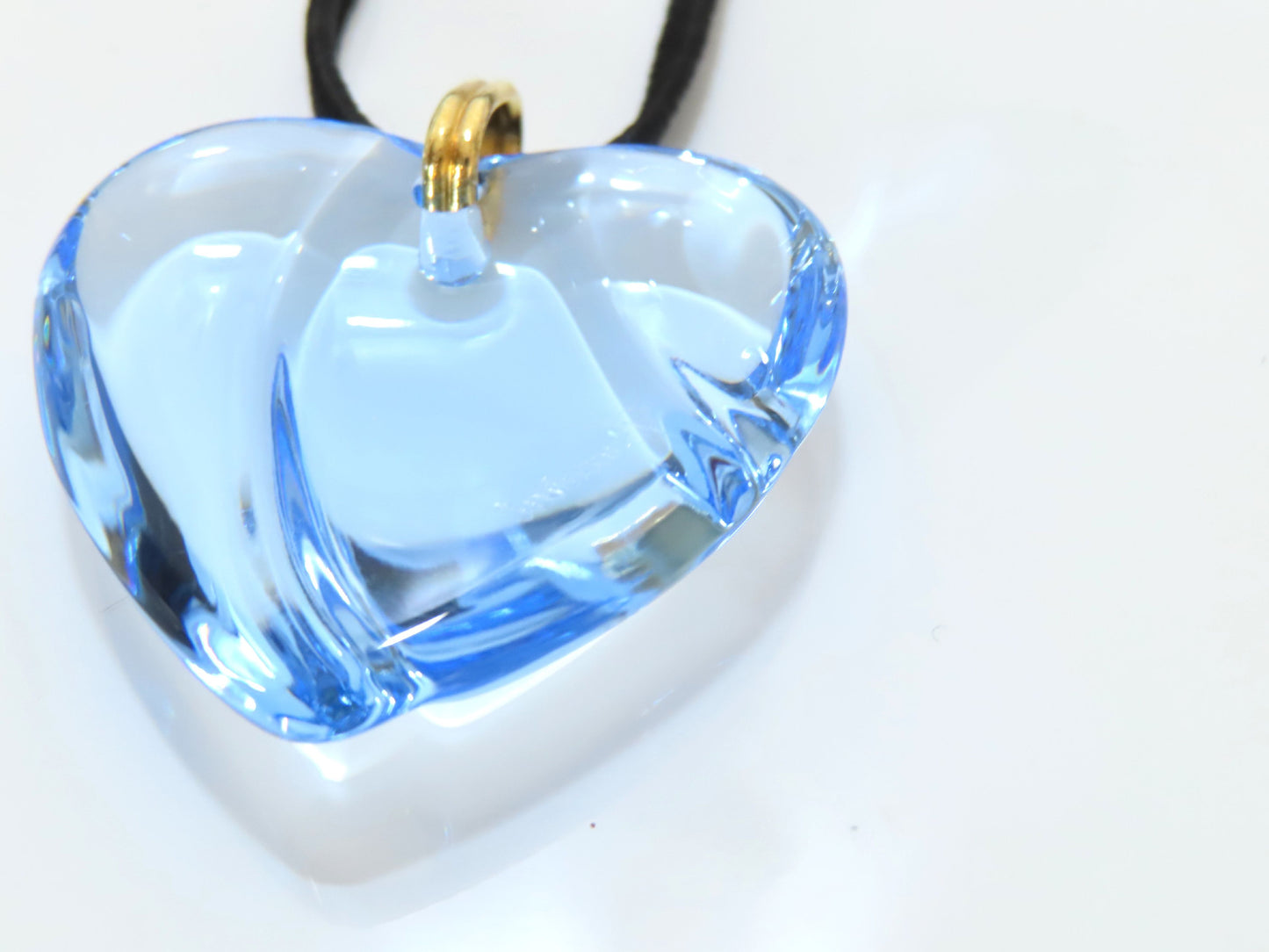 Baccarat Crystal Necklace with Cord and GP, Blue and Black