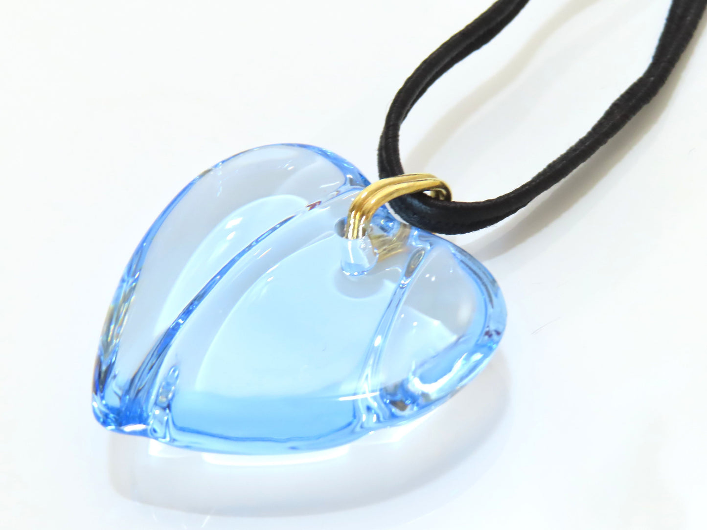 Baccarat Crystal Necklace with Cord and GP, Blue and Black
