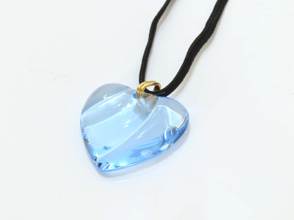 Baccarat Crystal Necklace with Cord and GP, Blue and Black