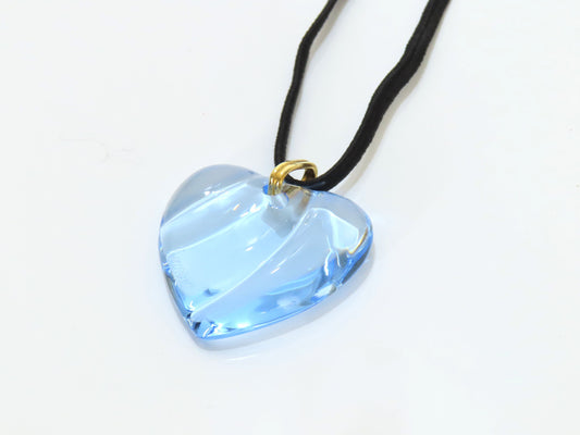 Baccarat Crystal Necklace with Cord and GP, Blue and Black