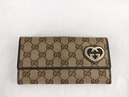 GUCCI Lovely Heart Double-Hook GG Canvas Long Wallet 245723/3661 Wallet