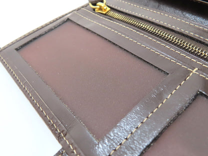 FENDI Zucchino Vinyl and Leather Long Wallet, Brown, Pen Stain