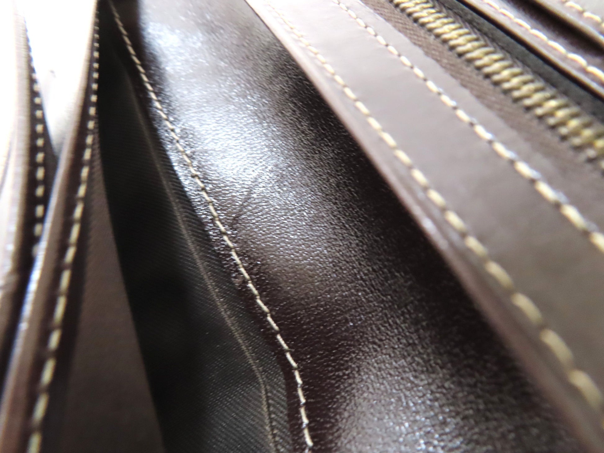 FENDI Zucchino Vinyl and Leather Long Wallet, Brown, Pen Stain