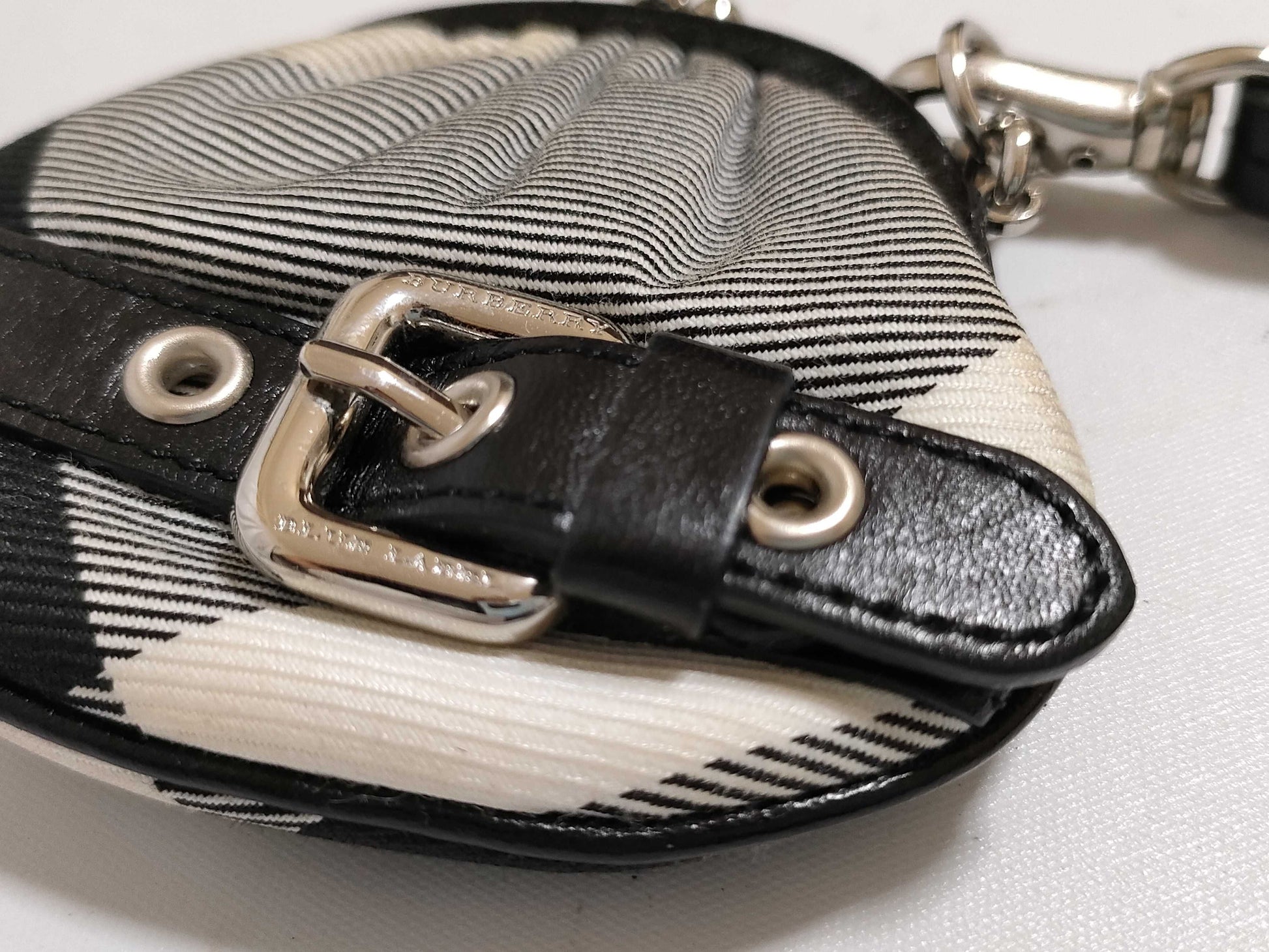 BURBERRY Check Pattern Nylon Canvas Coin Case, Black