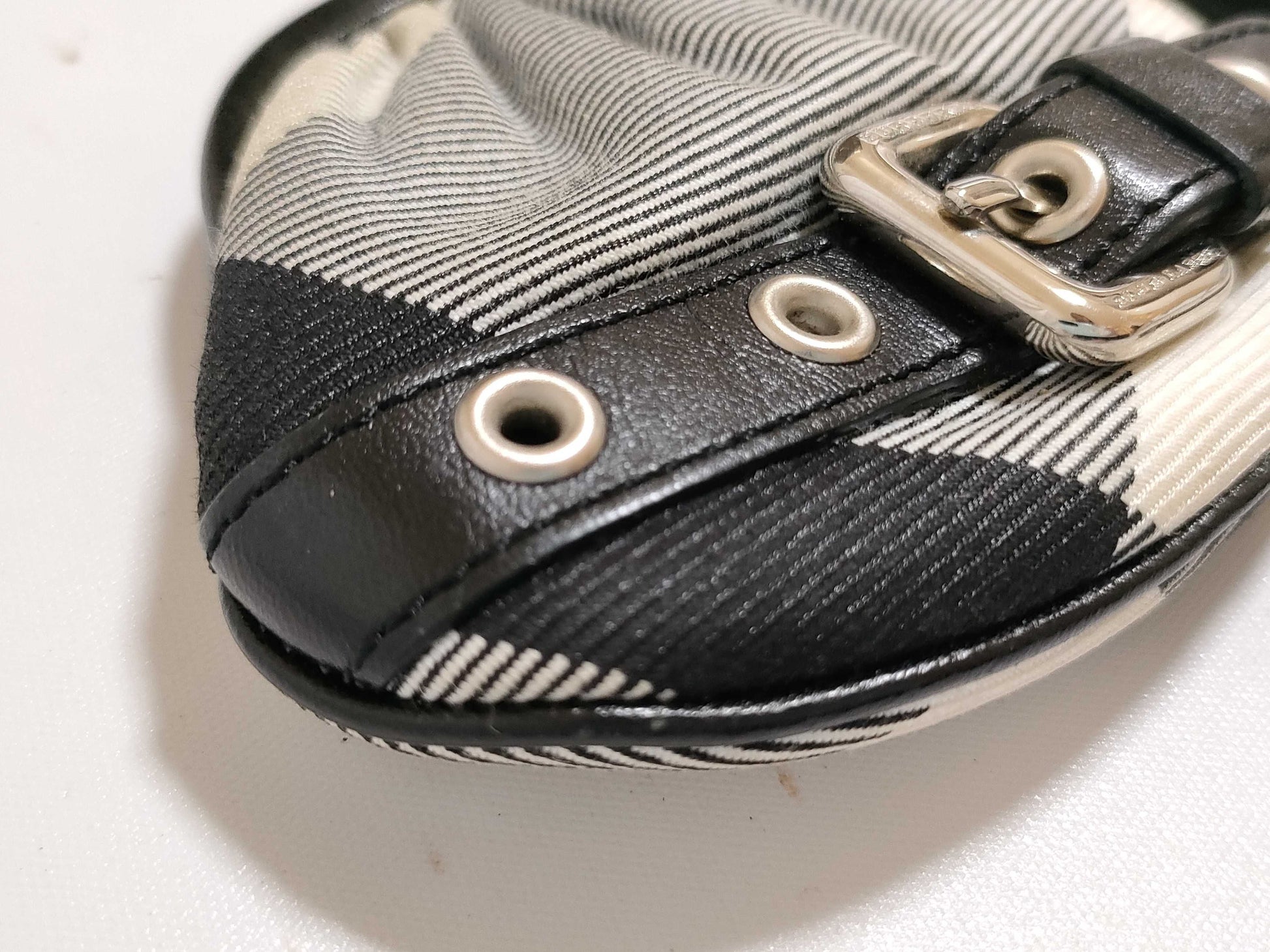 BURBERRY Check Pattern Nylon Canvas Coin Case, Black