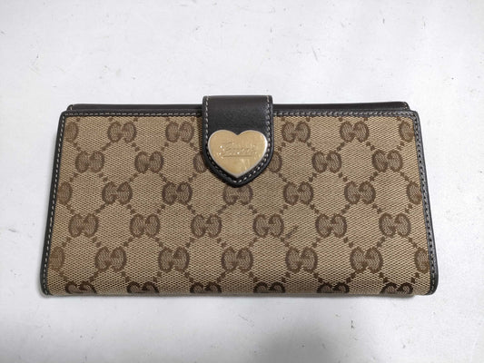 GUCCI GG Canvas Long Wallet with Double Hook, 203550/534563, Beige