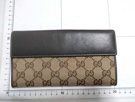 GUCCI GG Canvas Long Wallet with Double Hook, 203550/534563, Beige