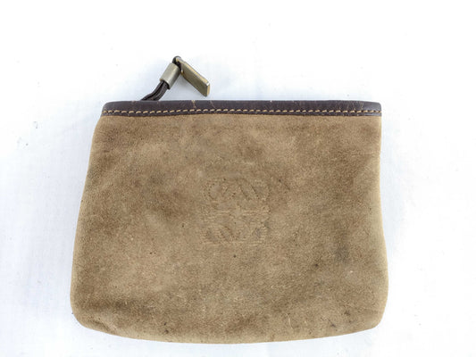 LOEWE Anagram Suede Pouch Brown