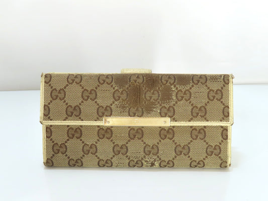 GUCCI GG Canvas Long Wallet 112715・366 Brown Wallet