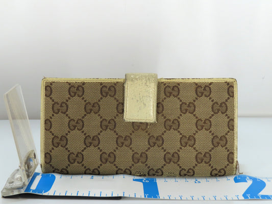 GUCCI GG Canvas Long Wallet 112715・366 Brown Wallet
