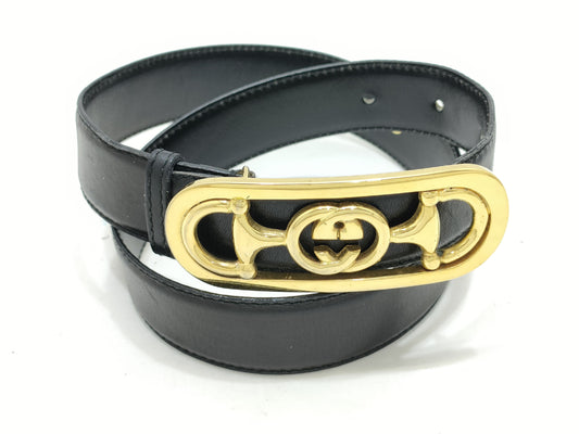 GUCCI Old Gucci Horsebit Leather Belt Black Belt