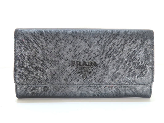 PRADA Saffiano Long Wallet, Black
