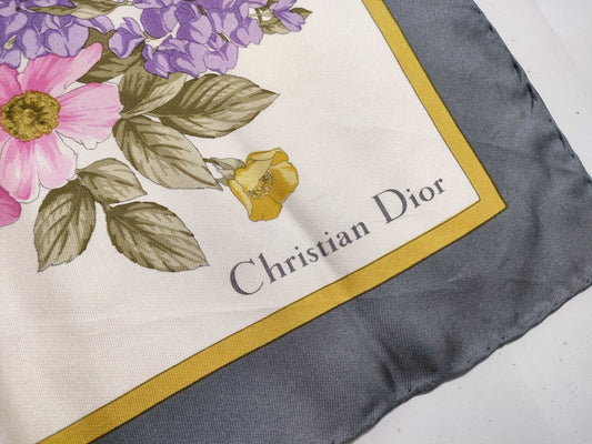 Dior Christian Dior Silk Scarf Gray x Pink Tagless Scarf