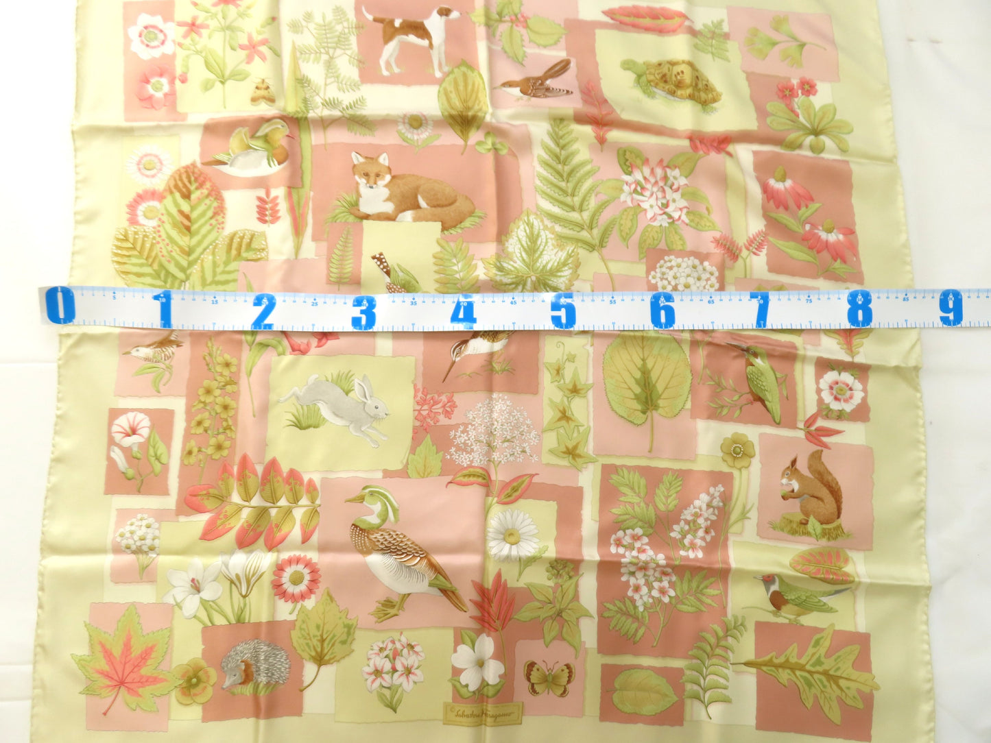 Salvatore Ferragamo Silk Scarf Ivory x Pink Scarf