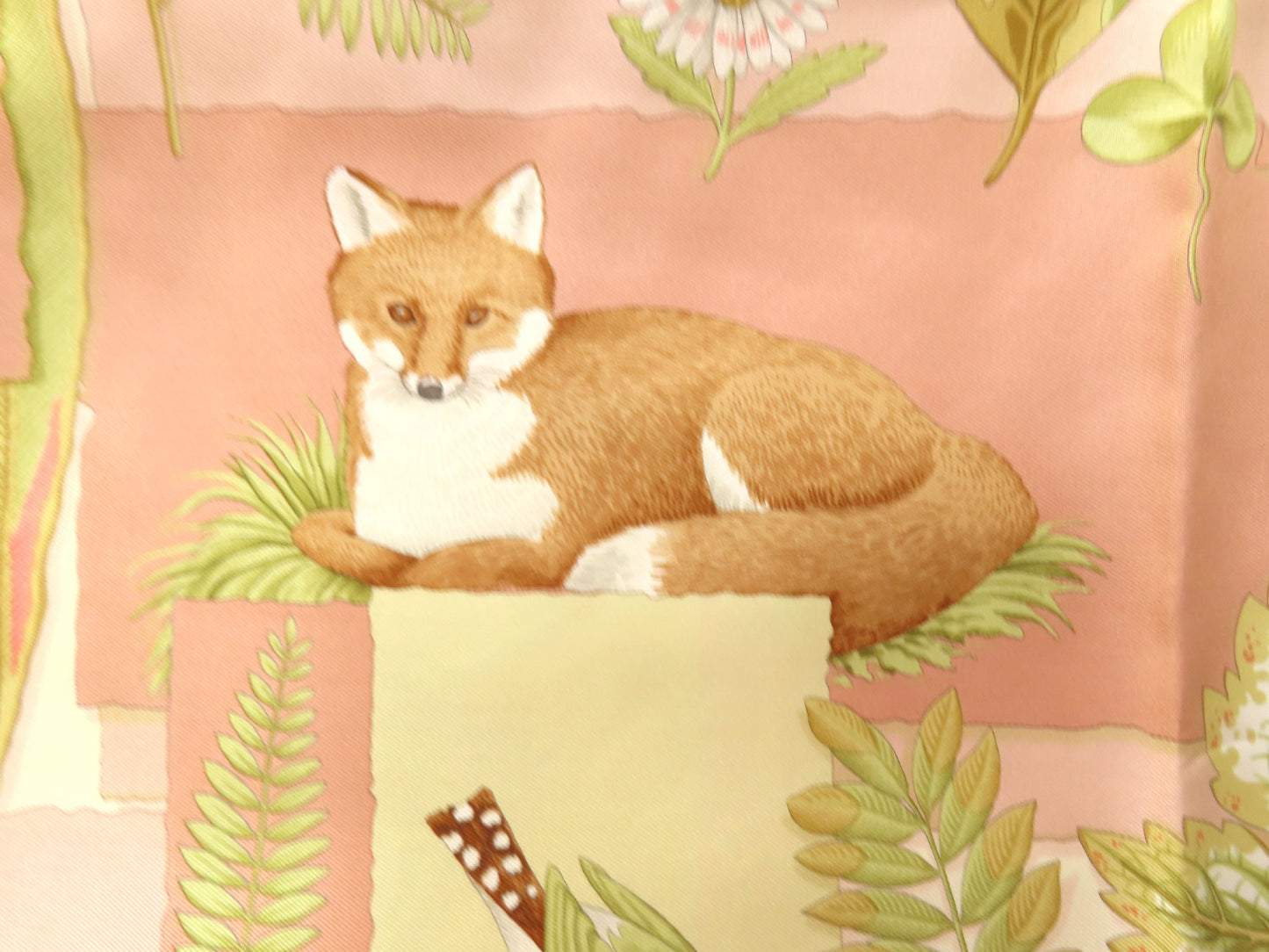 Salvatore Ferragamo Silk Scarf Ivory x Pink Scarf