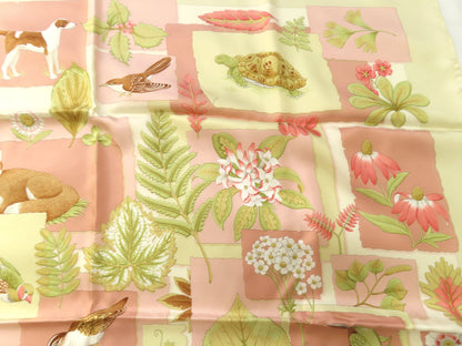 Salvatore Ferragamo Silk Scarf Ivory x Pink Scarf