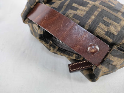 FENDI Zucca Nylon Canvas Pouch 2351-265400/99 Khaki x Black Pouch
