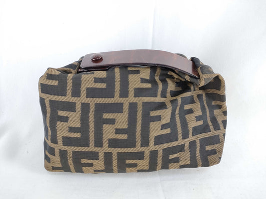 FENDI Zucca Nylon Canvas Pouch 2351-265400/99 Khaki x Black Pouch
