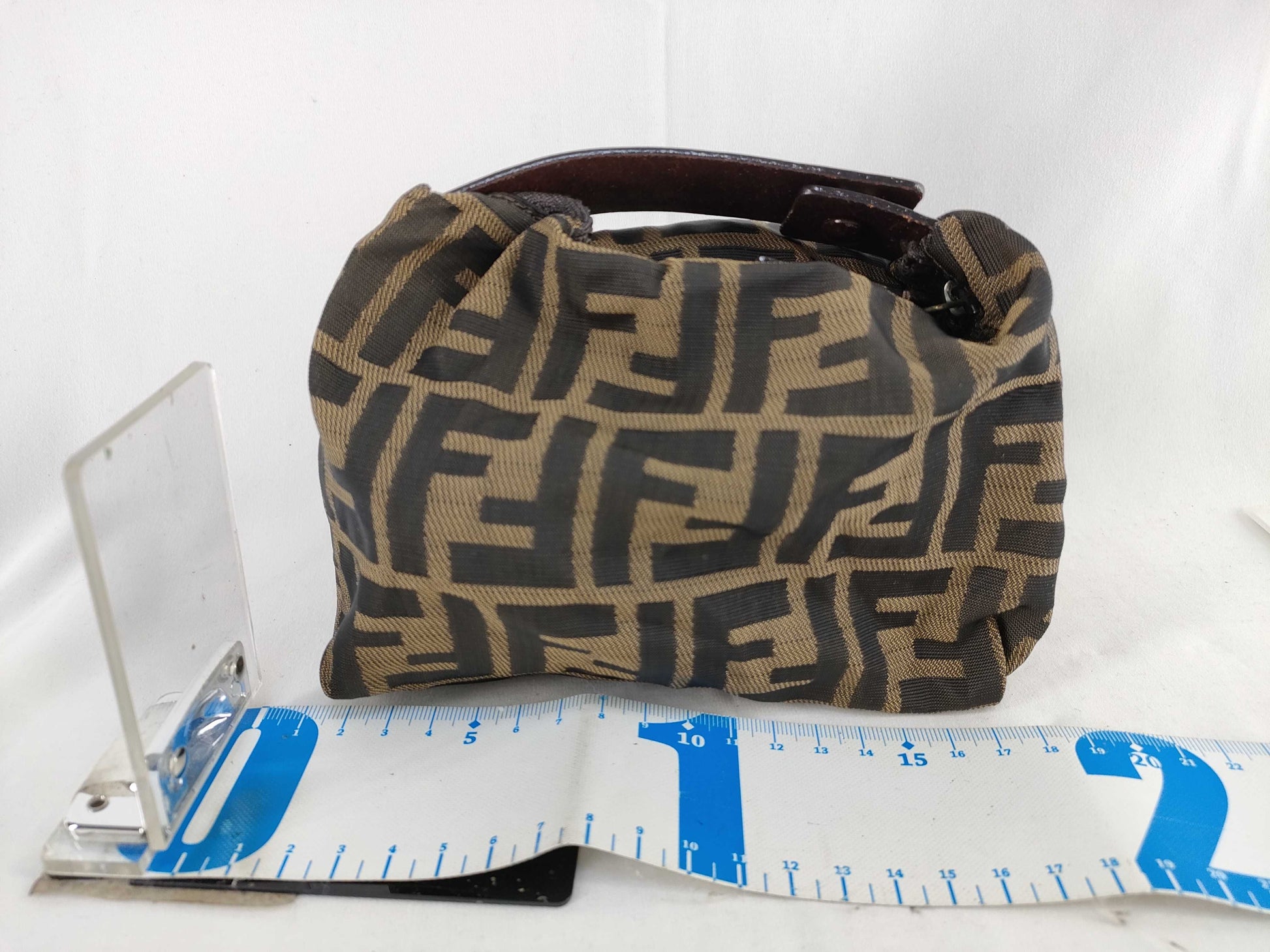 FENDI Zucca Nylon Canvas Pouch 2351-265400/99 Khaki x Black Pouch