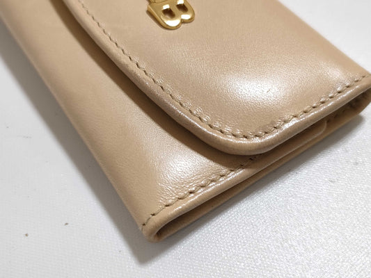 BALLY Leather 6-Key Case, Beige