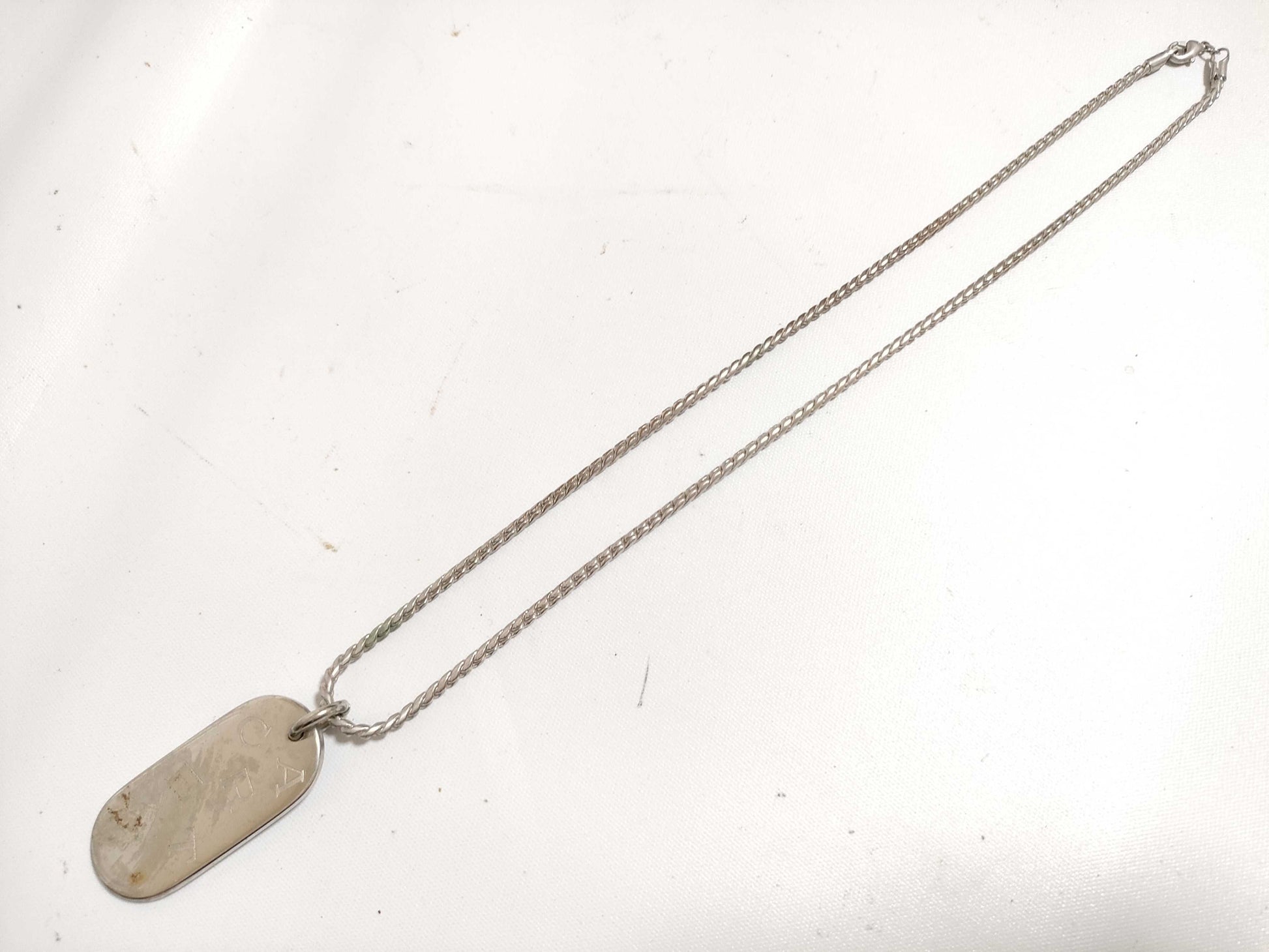 Cartier Dog Tag Necklace in Plated Silver