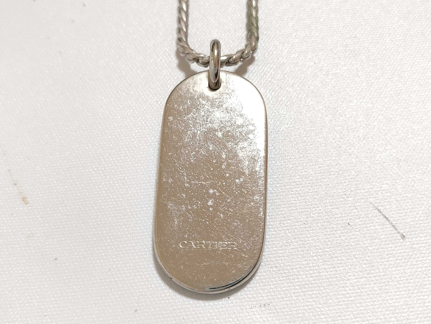 Cartier Dog Tag Necklace in Plated Silver