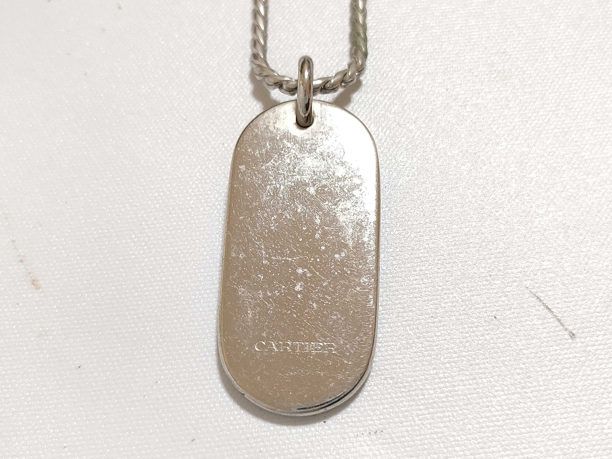 Cartier Dog Tag Necklace in Plated Silver