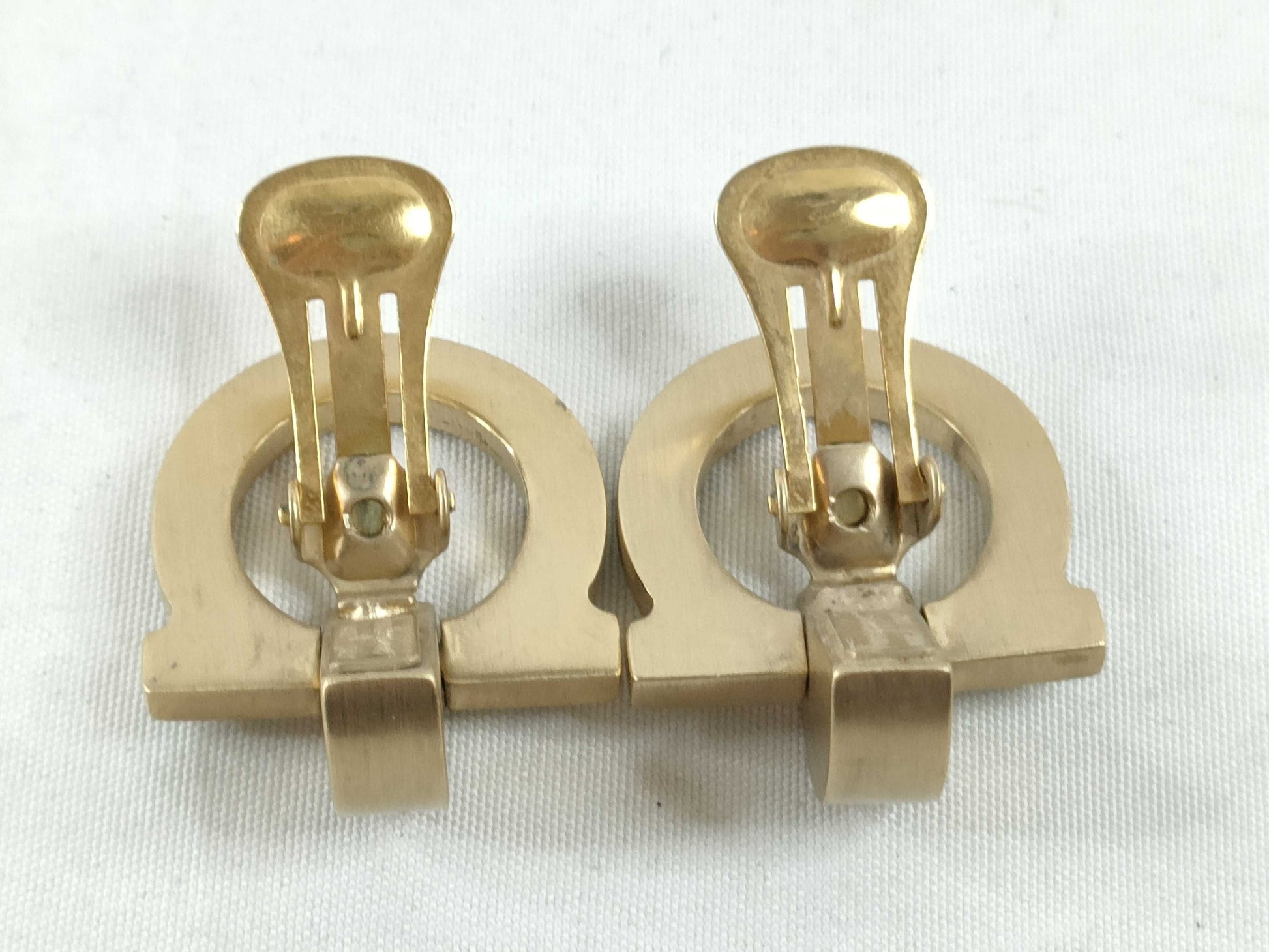 Salvatore Ferragamo Gancini Earrings, GP Gold