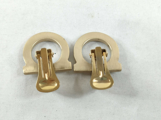 Salvatore Ferragamo Gancini Earrings, GP Gold