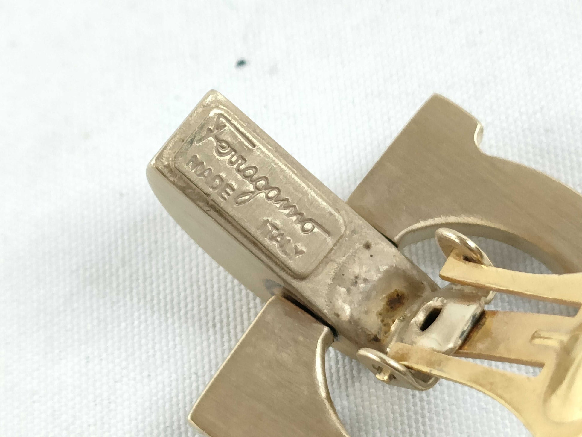Salvatore Ferragamo Gancini Earrings, GP Gold