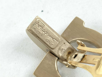 Salvatore Ferragamo Gancini Earrings, GP Gold