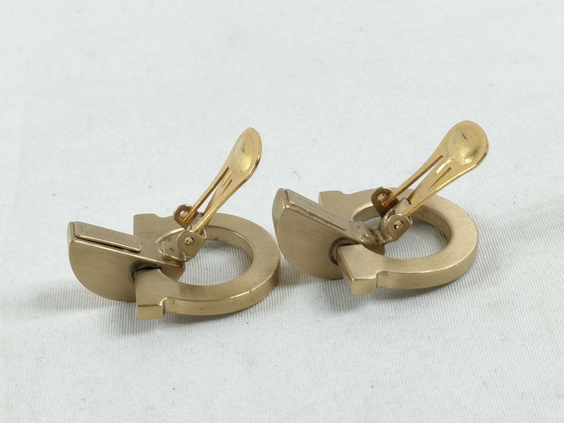 Salvatore Ferragamo Gancini Earrings, GP Gold