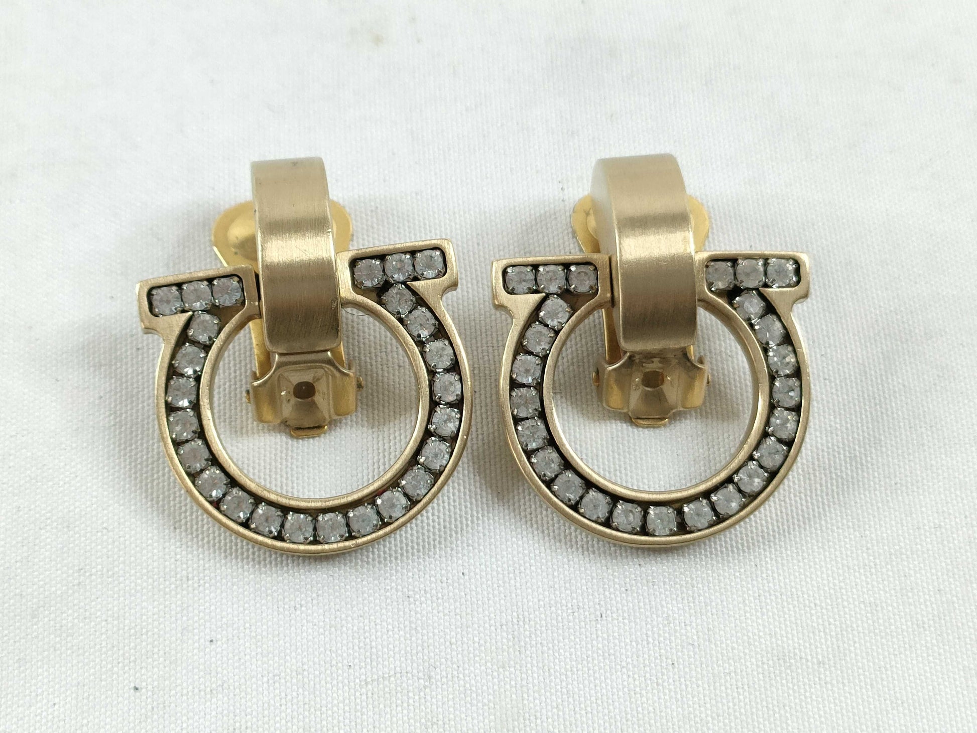 Salvatore Ferragamo Gancini Earrings, GP Gold