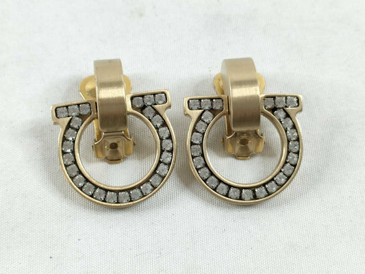 Salvatore Ferragamo Gancini Earrings, GP Gold