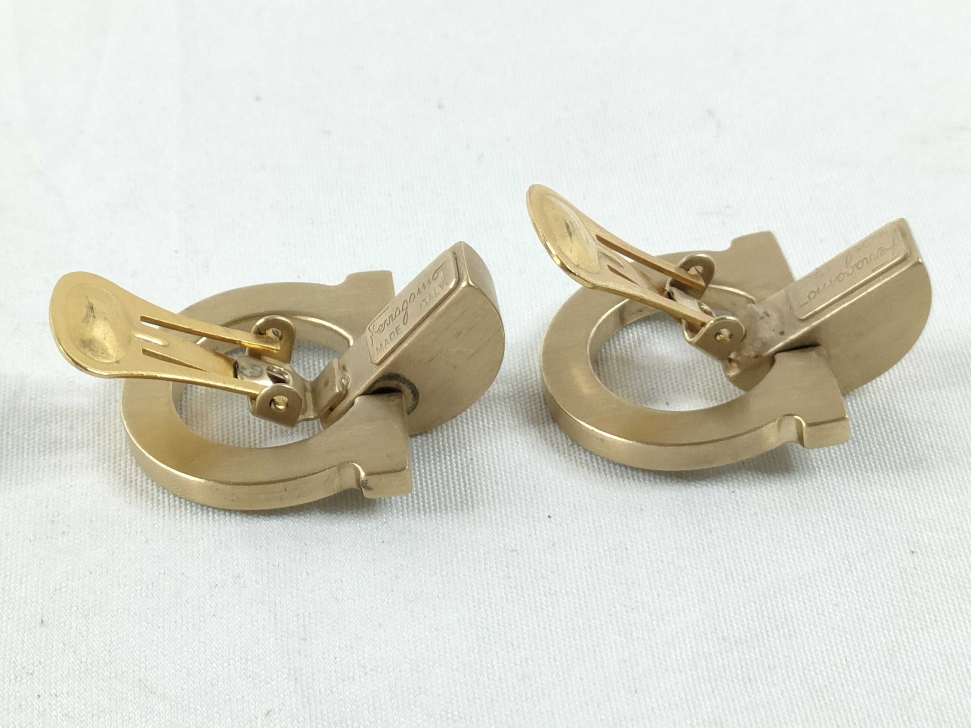 Salvatore Ferragamo Gancini Earrings, GP Gold