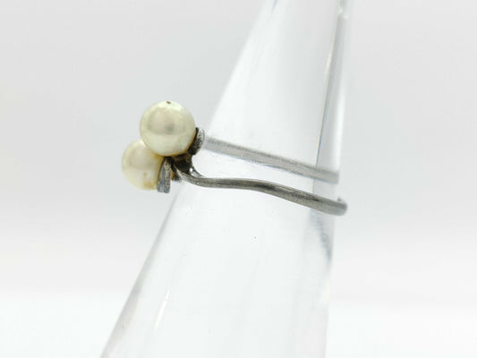 MIKIMOTO Pearl Diameter Approx. 5.6mm*2 Silver 1.6g Ring 