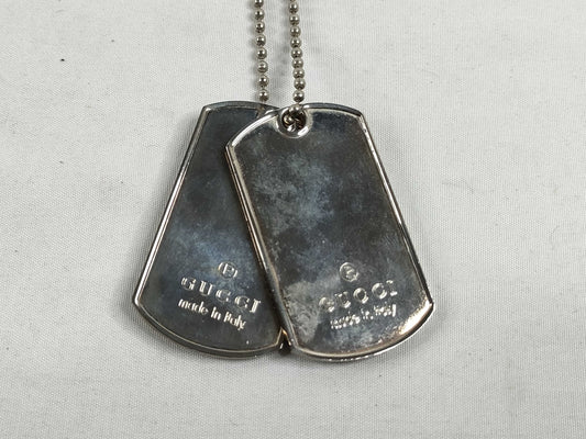 GUCCI Double Dog Tag Necklace SV925 Silver Necklace