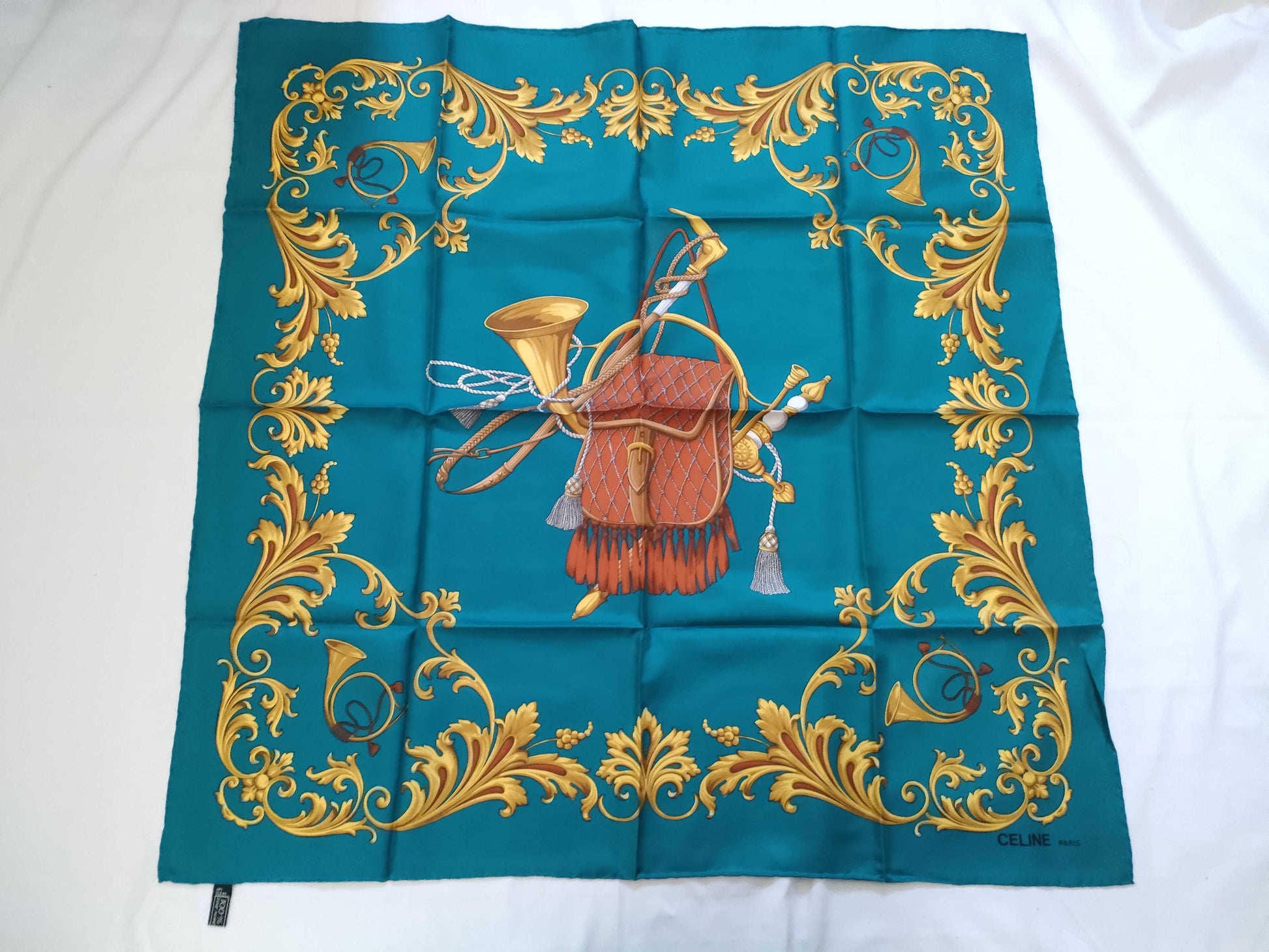 CELINE Silk Scarf Blue Other Accessories