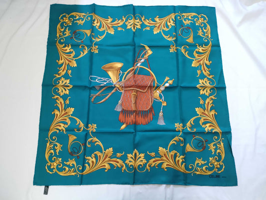 CELINE Silk Scarf Blue Other Accessories