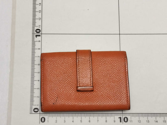 HERMES Bearn Card Case, Orange, J Stamp, Card Case, Pass Case, Business Card Case