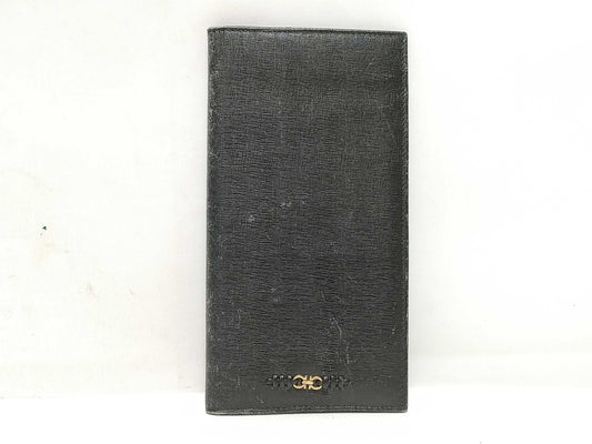 Salvatore Ferragamo Gancini Leather Long Wallet 226623 Black Billfold