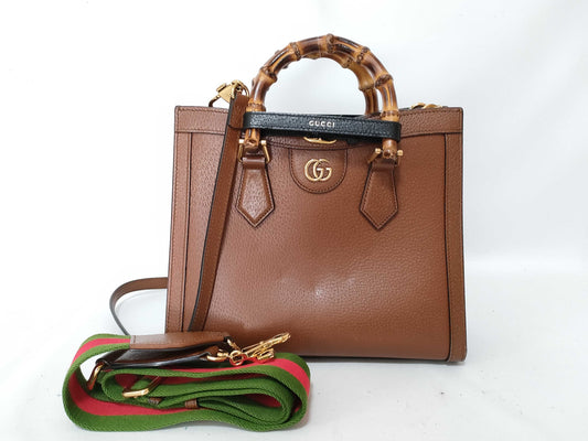 GUCCI Bamboo Sherry Line GG Marmont Leather 2-Way Handbag 702721/493073 Brown Handbag