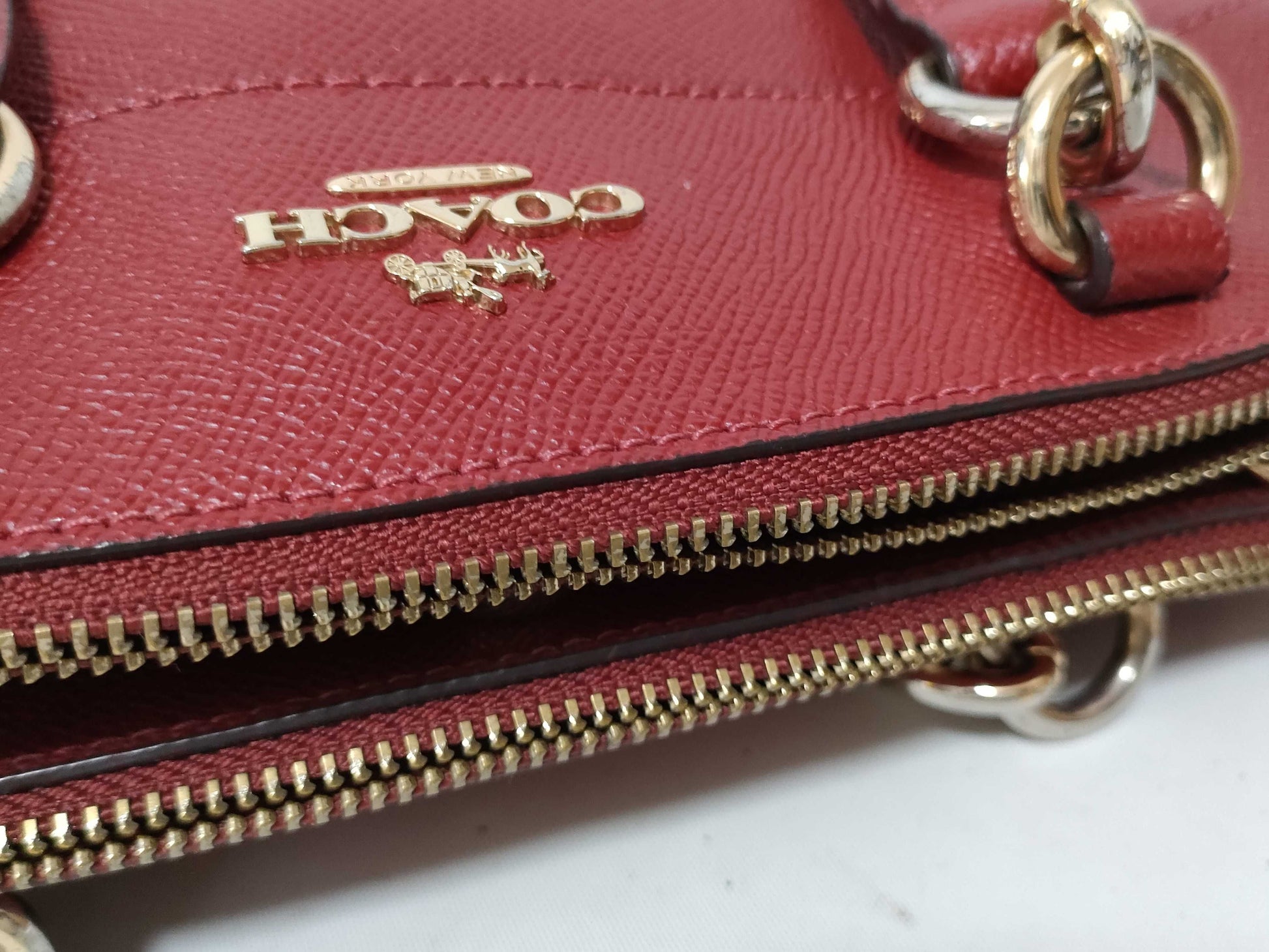 COACH Leather 2-Way Handbag F25395 Red Handbag