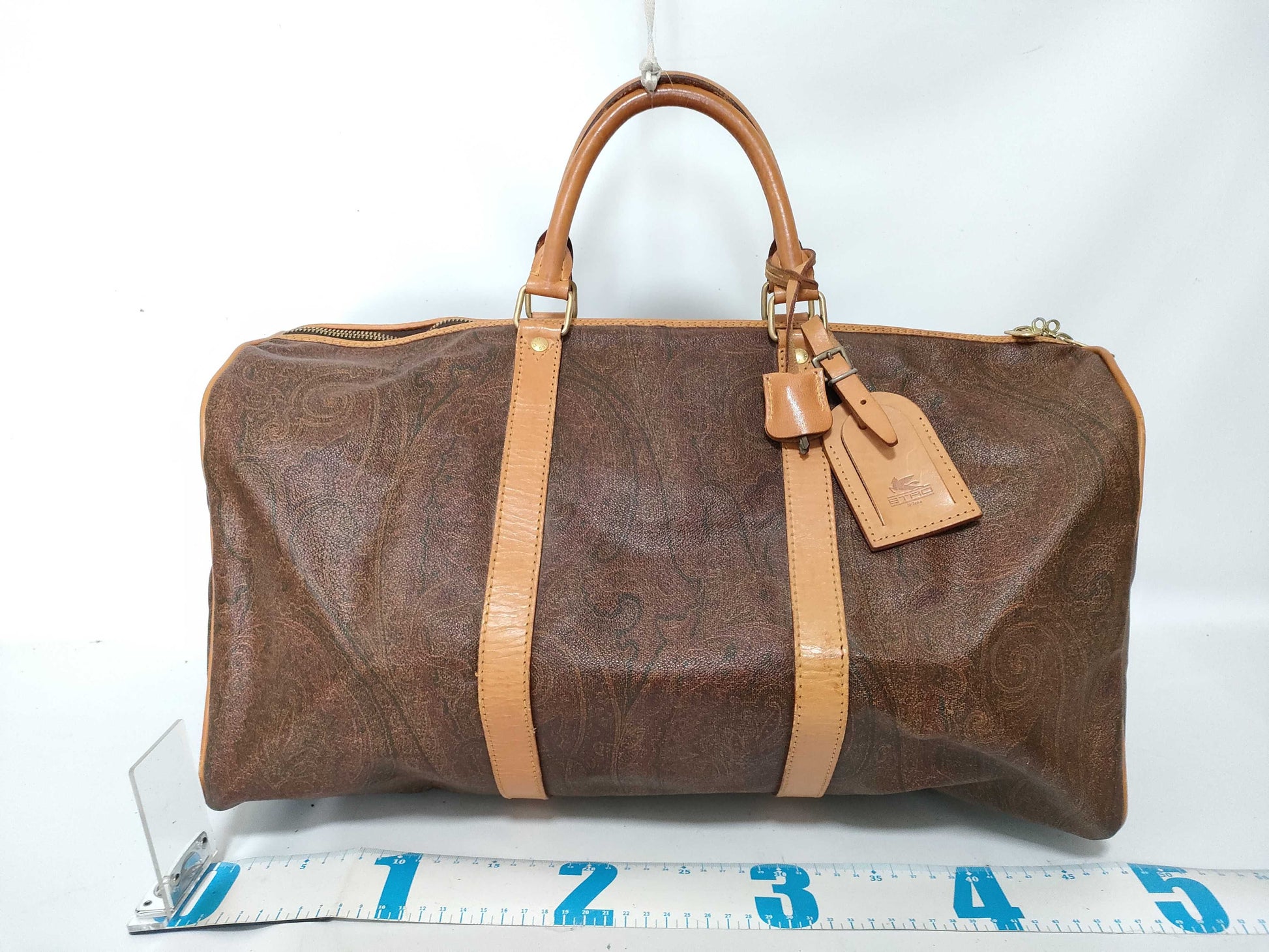 ETRO Paisley Print PVC Boston Bag Brown