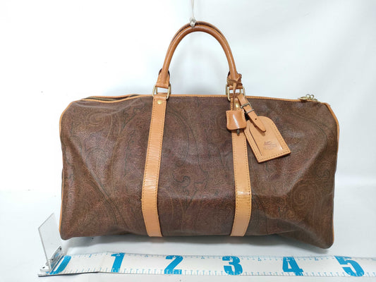ETRO Paisley Print PVC Boston Bag Brown